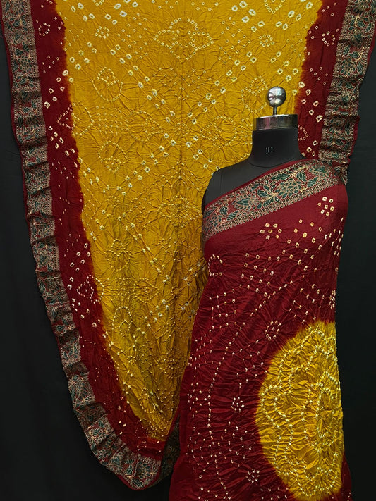 Mina Border Bandhej Saree - Tapeta Silk