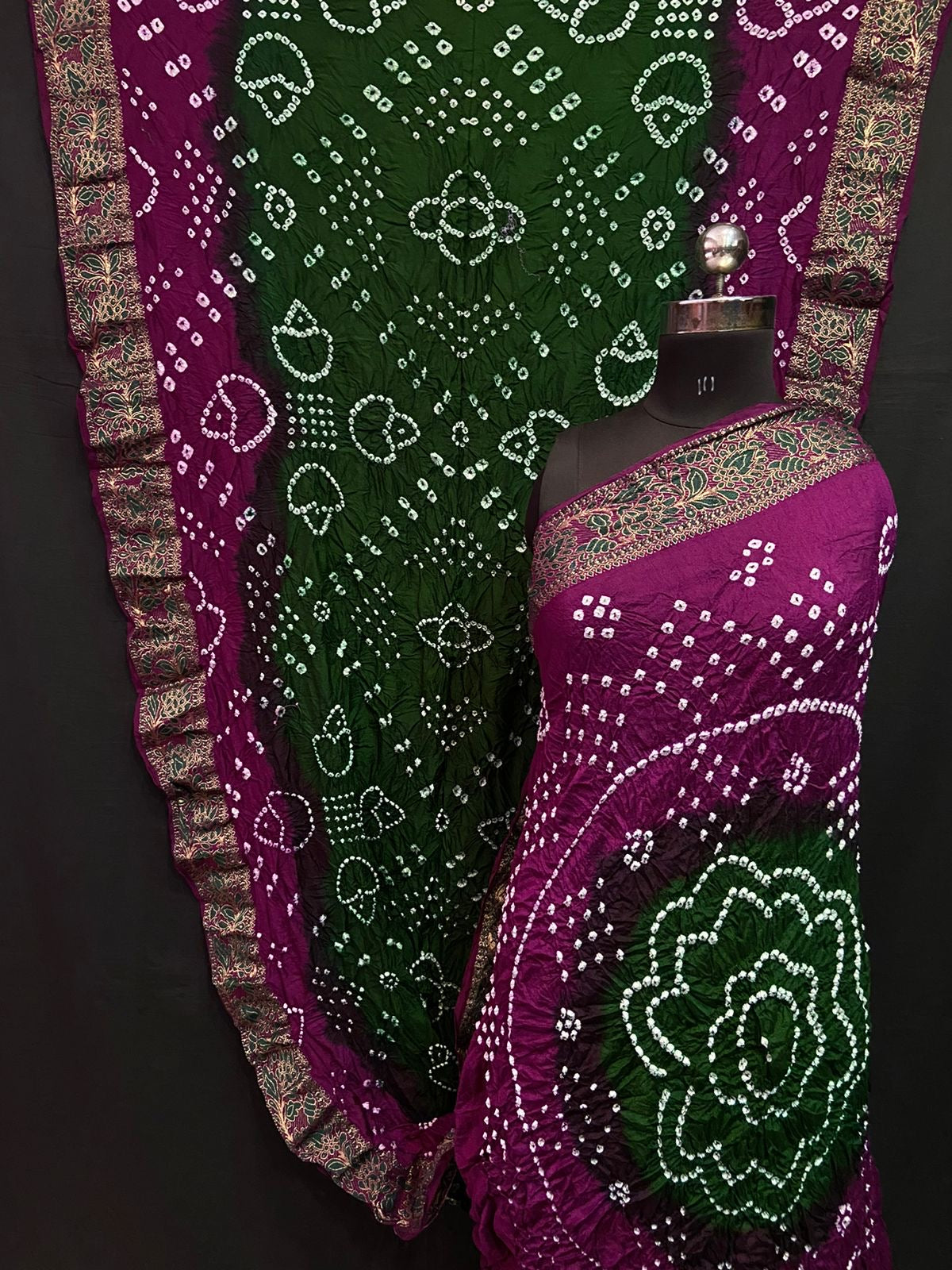 Mina Border Bandhej Saree - Tapeta Silk