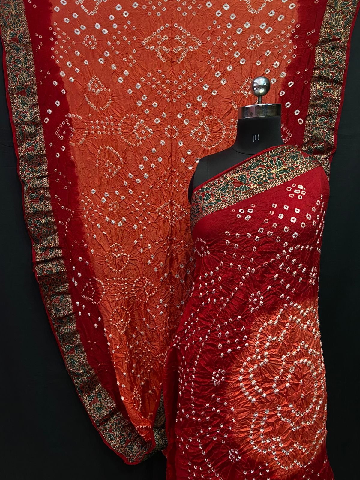 Mina Border Bandhej Saree - Tapeta Silk