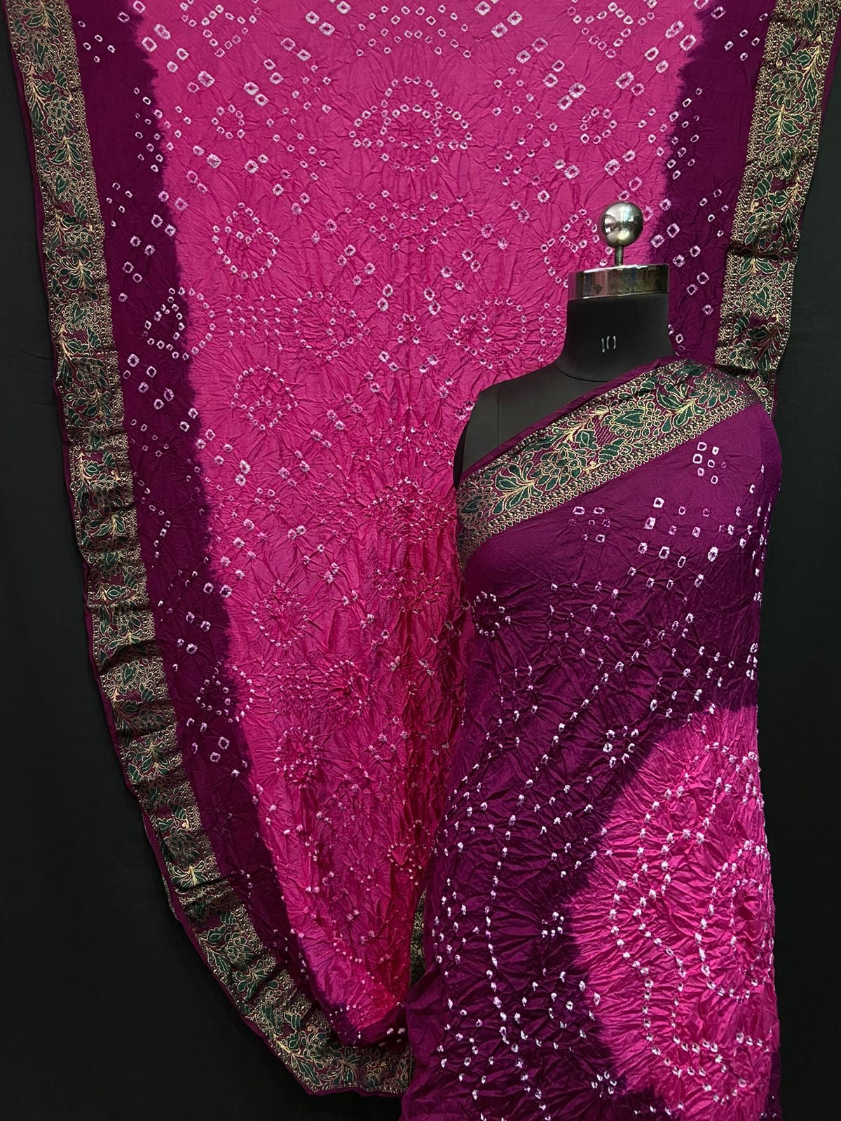 Mina Border Bandhej Saree - Tapeta Silk