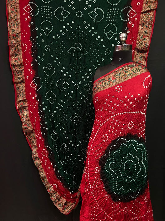 Mina Border Bandhej Saree - Tapeta Silk